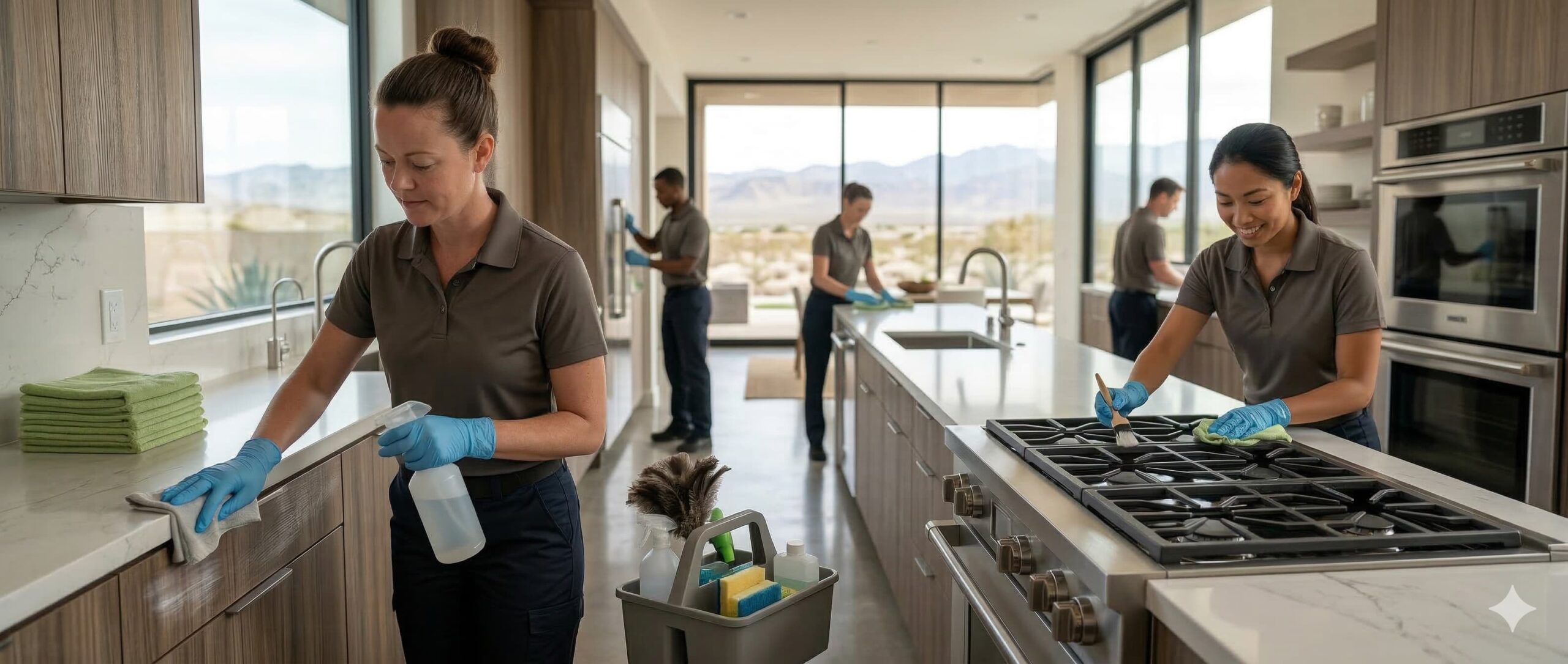 Deep cleaning service in a modern kitchen in Las Vegas