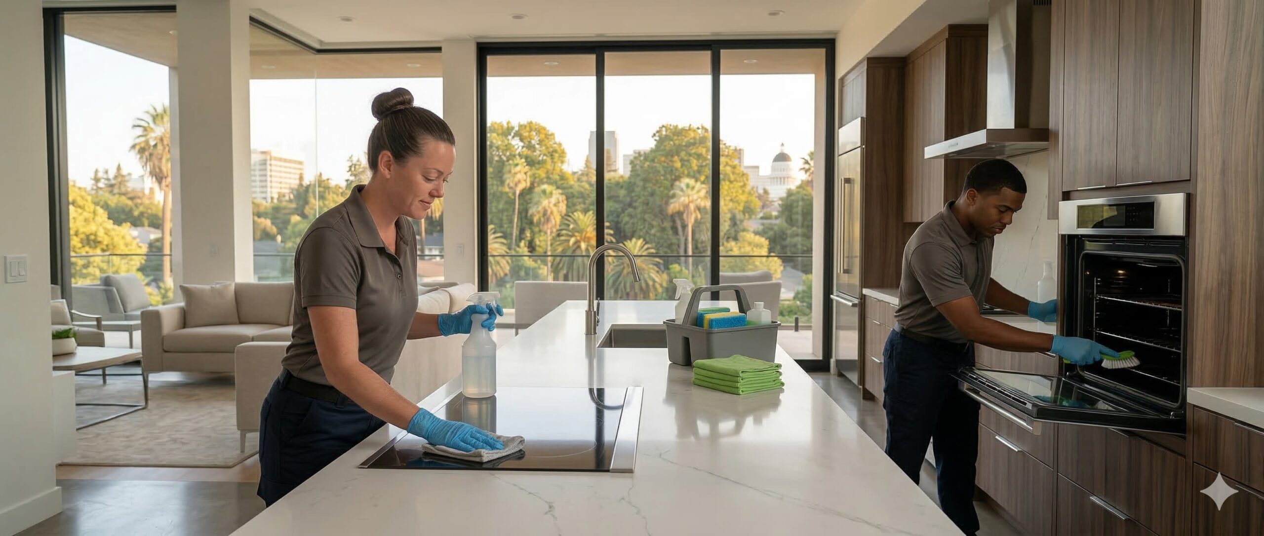 Deep cleaning service in a modern home in Sacramento